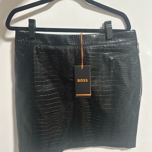 Hugo Boss Black Croc-Embossed Mini Skirt